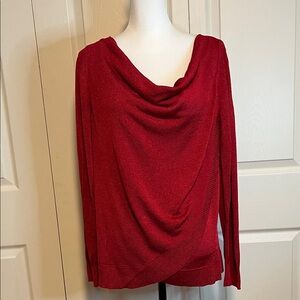 INC, women’s long sleeved top, red, shimmery, size XL